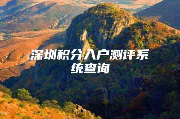 深圳积分入户测评系统查询