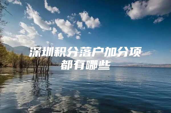 深圳积分落户加分项都有哪些