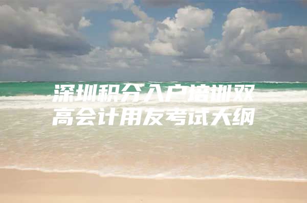 深圳积分入户培训双高会计用友考试大纲