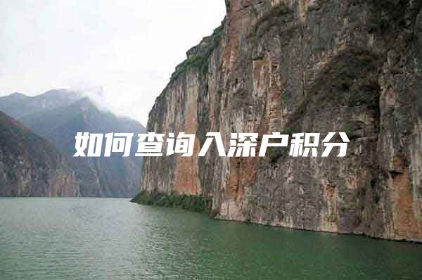 如何查询入深户积分