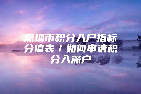 深圳市积分入户指标分值表／如何申请积分入深户