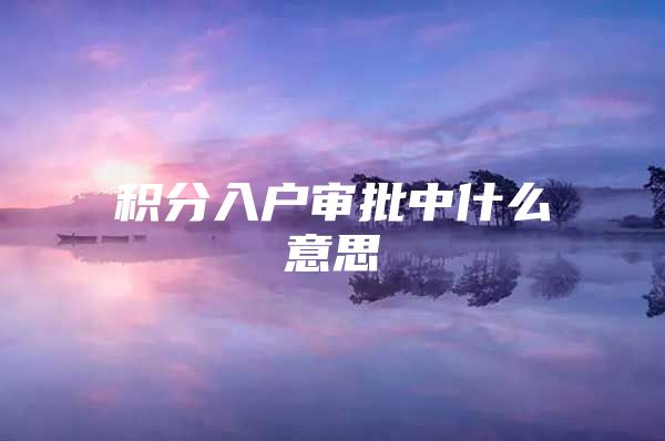 积分入户审批中什么意思